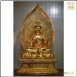 鑄銅關公 帶背光貼金觀音菩薩像