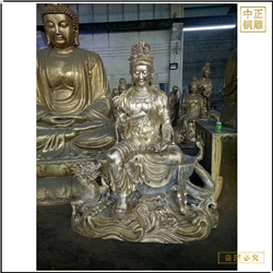 鑄銅關公 純銅文殊普賢像可定制