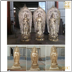 鑄銅關(guān)公 一米二高鑄銅西方三圣佛像廠家