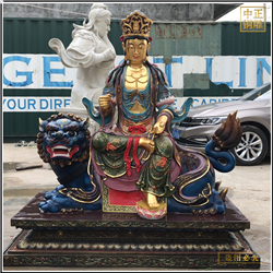 鑄銅關(guān)公 文殊普賢騎乘坐騎銅像擺件