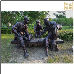 鑄銅關公 定做園林下棋人物雕塑