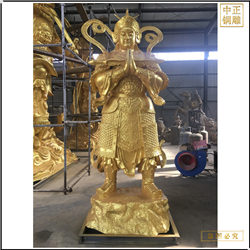 鑄銅關公 鎏金大型韋馱銅佛像
