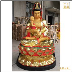 鑄銅關公 抱娃娃送子觀音菩薩像