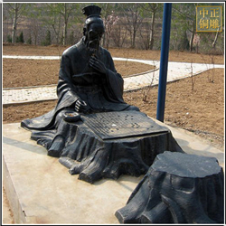 鑄銅關公 古代下象棋雕塑