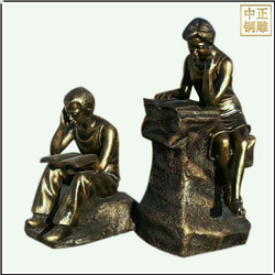鑄銅關公 校園看書人物銅雕塑