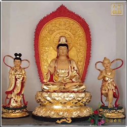 鑄銅關公 貼金送子觀音銅像?