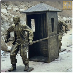 鑄銅關(guān)公 抬轎子景觀人物雕塑