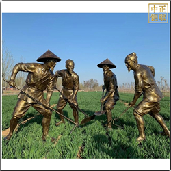 鑄銅關公 拿鐵楸農耕人物雕塑