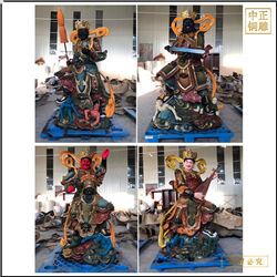 鑄銅關公 黃銅彩繪四大天王佛像