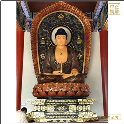 鑄銅關公 帶背光大型釋迦牟尼佛銅像