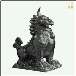 鑄銅關公 坐式銅獬豸動物雕塑