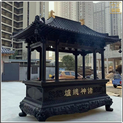 鑄銅關公 帶蓋銅香爐定制