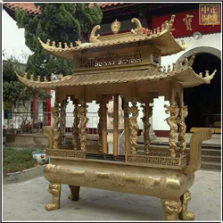 鑄銅關公 黃銅本色香爐定制