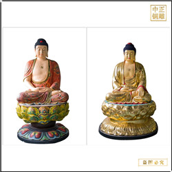 鑄銅關公 彩繪釋迦牟尼佛銅佛像銷售
