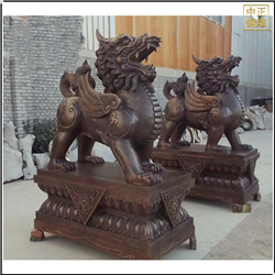 鑄銅關(guān)公 站像帶底座銅麒麟雕塑