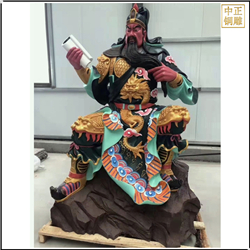 鑄銅關公 彩繪讀書關公銅雕